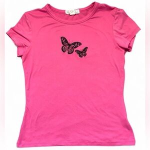 Pink Butterfly Graphic Women's Top